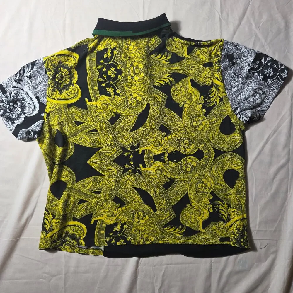 Versace Gianni Versace Barocco Istante Patchwork Polo Shirt Black/Yellow